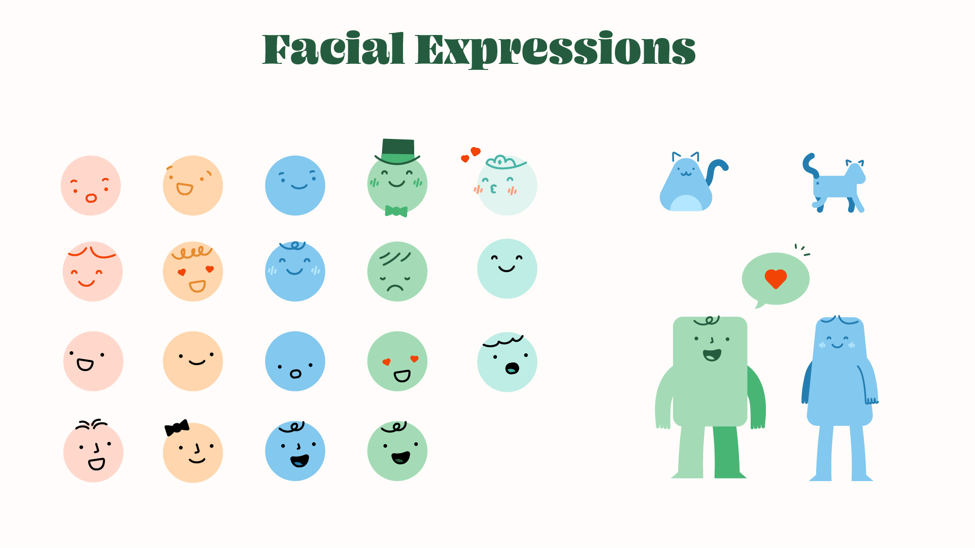 a selection of facial expression designs